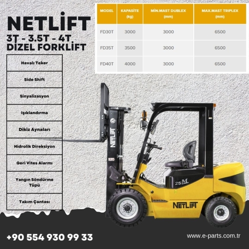 NETLİFT 3t - 3.5t - 4t Dizel Forklift